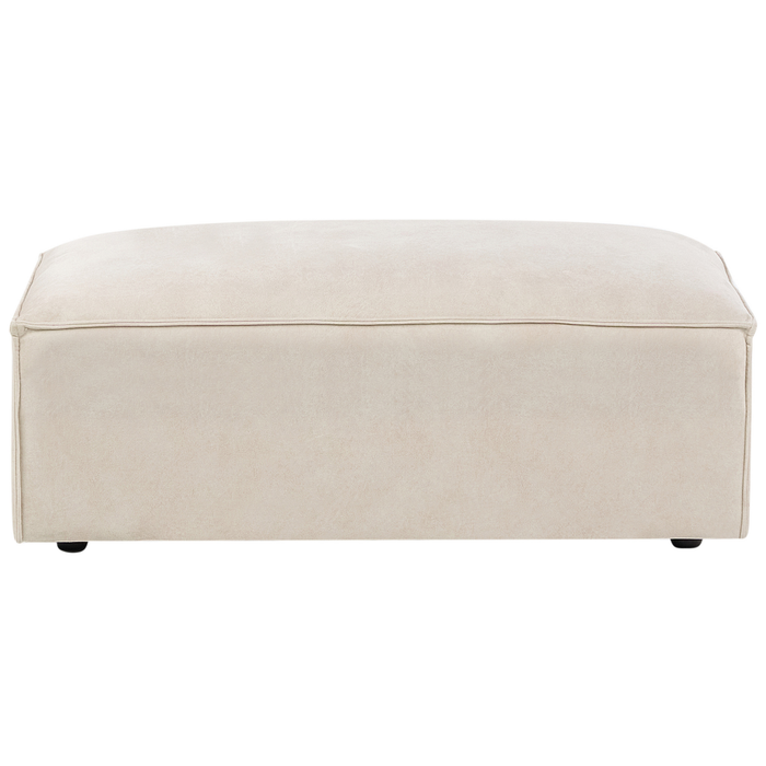 Beliani-HELLNAR-Hoekbank 3-zits met ottomaan-Beige-Links-Fluweel
