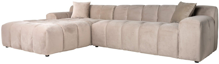 Richmond Interiors Cube 3-Zits Bank+Chaise Longue Links Khaki Velvet