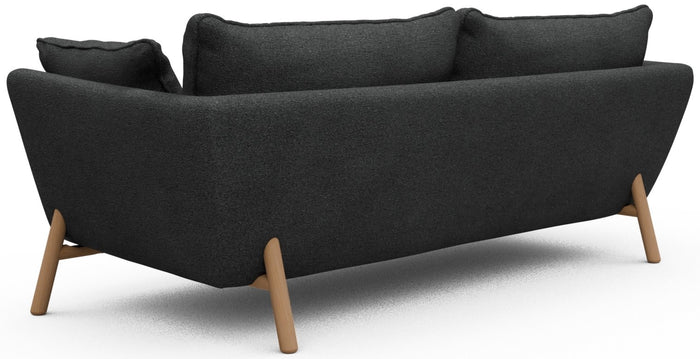 Kragelund Hasle 3-zits Bank Houtskool Zwart Bouclé | Eiken