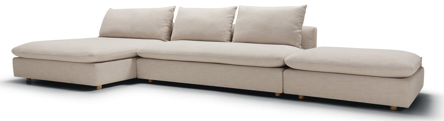 Sits Milou Natural 3-zits Open End Hoekbank met Voetstoel