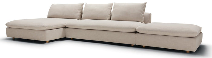 Sits Milou Natural 3-zits Open End Hoekbank met Voetstoel