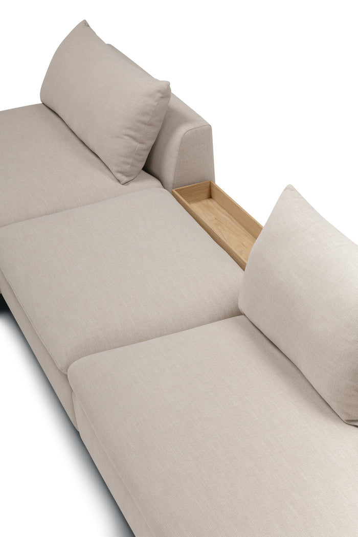 Sits Milou Natural 3-zits Open End Hoekbank met Voetstoel