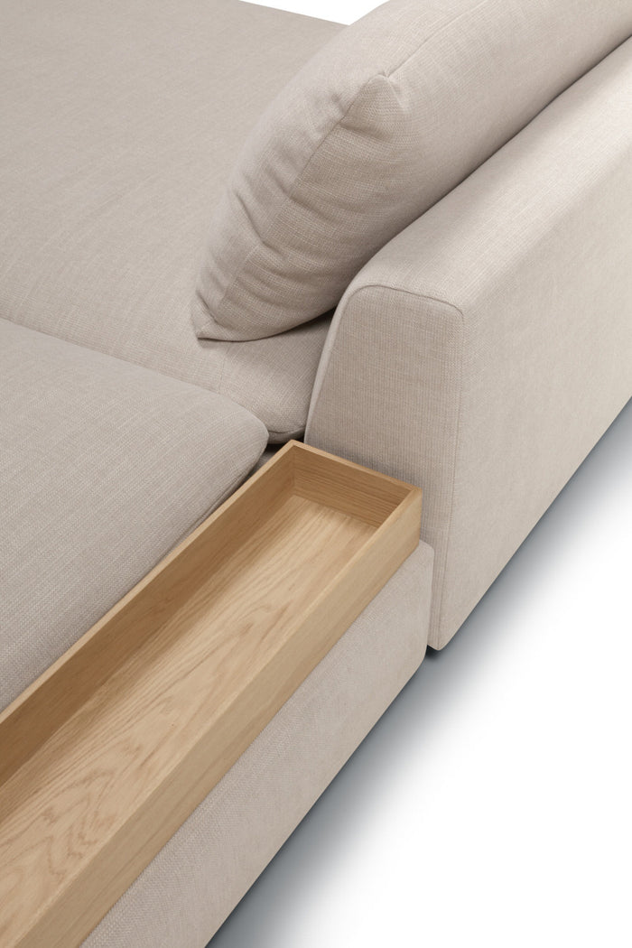 Sits Milou Natural 3-zits Open End Hoekbank met Voetstoel