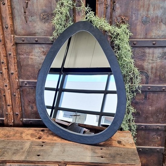 Benoa Toulon Small Black Egg-shaped Mirror 48 cm