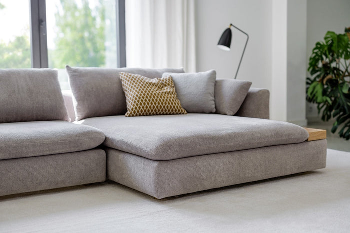 Sits Milou Lichtgrijs 3-zits Hoekbank met Tray Rechts