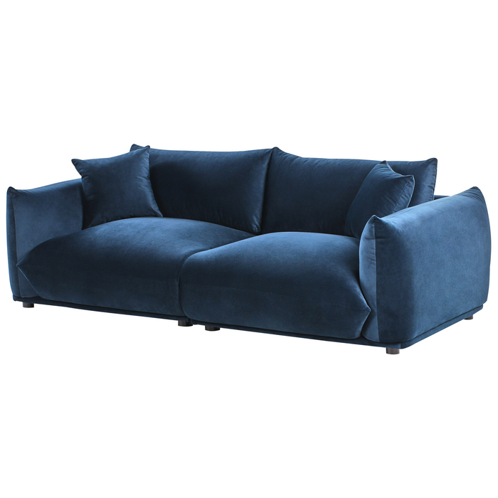 Beliani - LUVOS - Driezitsbank - Donkerblauw - Fluweel