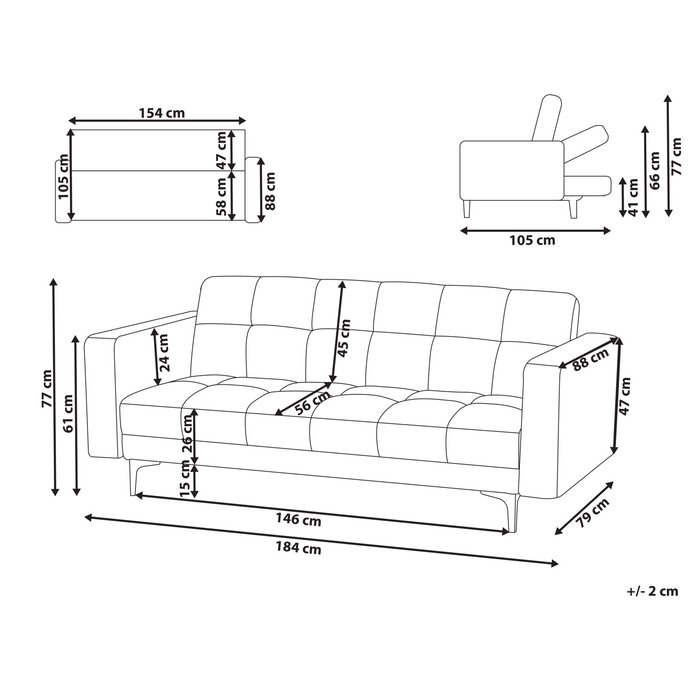 Beliani - ALNES - Slaapbank - Lichtrood - Polyester