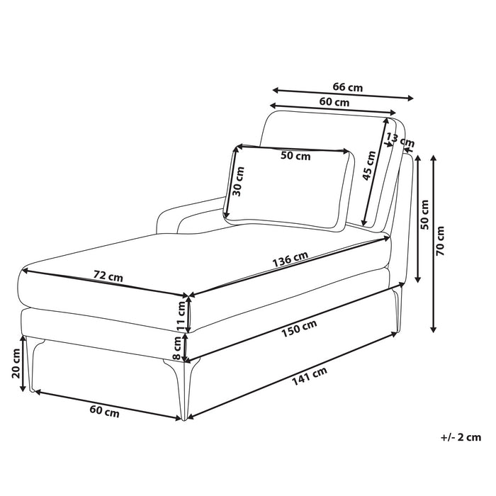 Beliani - EWRON - Chaise longue - Lichtbeige - Rechtszijdig - Stof