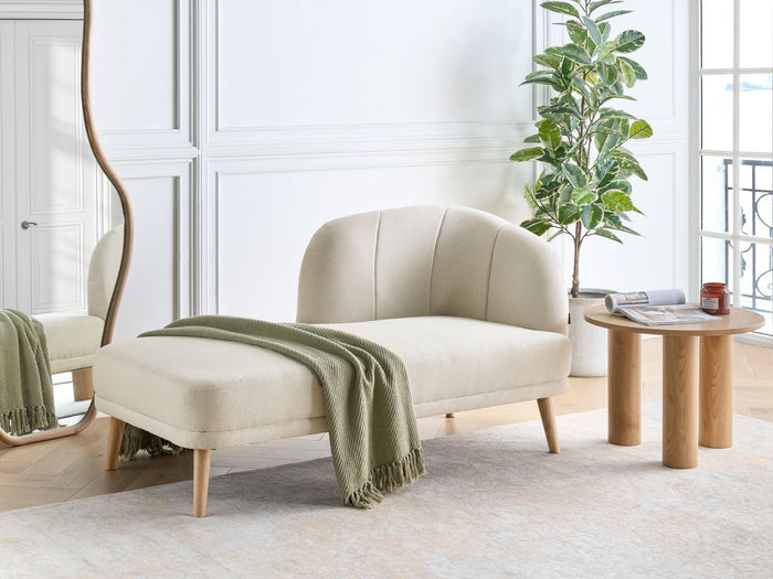 Beliani - TANLAY - Chaise longue - Lichtbeige - Polyester