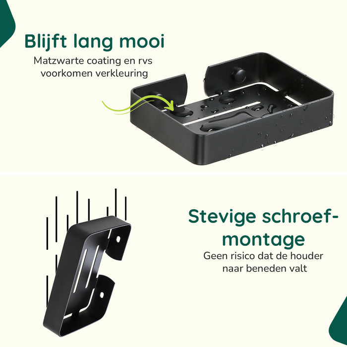 XIVADA Zeepbakje Sapo - Rvs - Inclusief schroefset - Hangend - Zwart