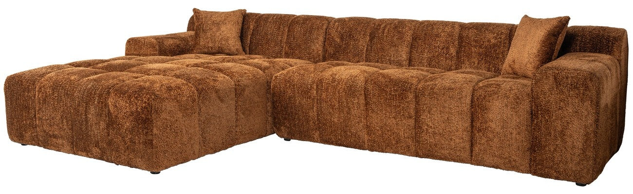 Richmond Interiors Cube 3-Zits Bank+Chaise Longue Links Lovely Kaneel