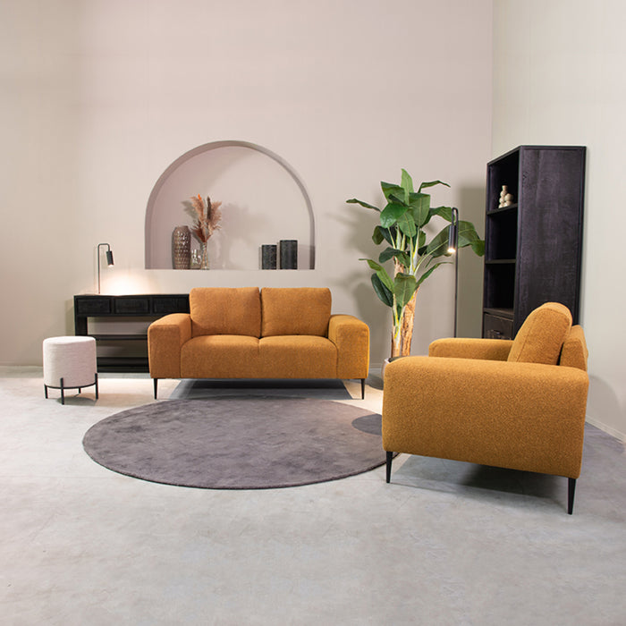 LABEL51 - Bank Ferraro 2-Zits - Oker Boucle - Zwart Metaal