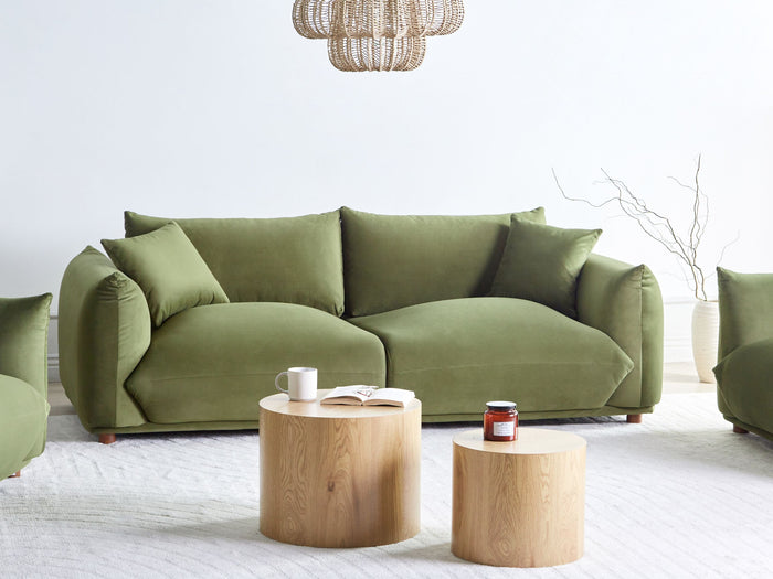 Beliani - LUVOS - Driezitsbank - Groen - Fluweel