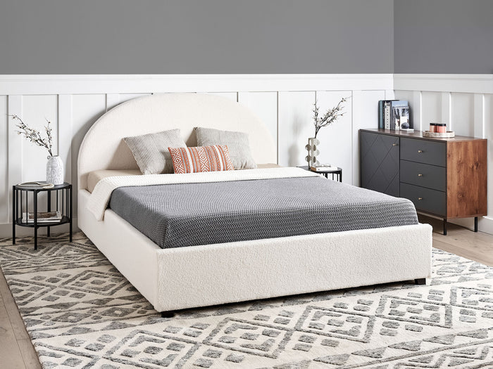 Beliani-VAUCLUSE-Bed met opbergruimte-Gebroken wit-160 x 200 cm-Bouclé