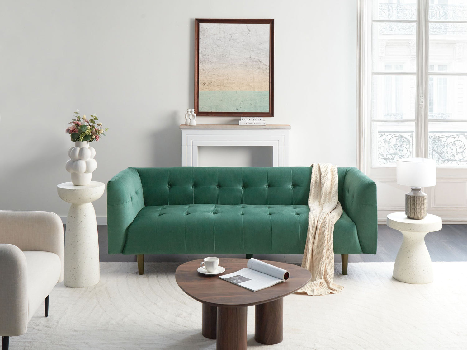 Beliani - BYSKE - Driezitsbank - Groen - Polyester