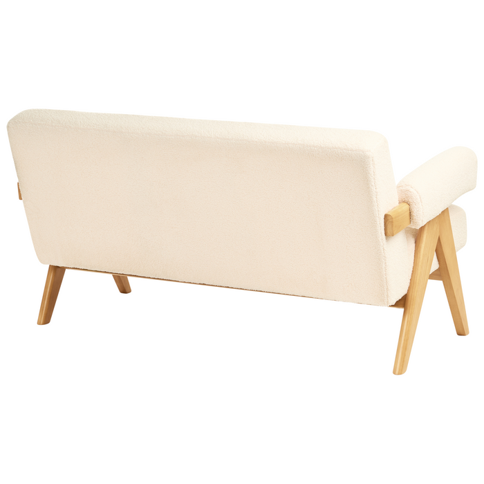 Beliani - TAMRE - Tweezitsbank - Gebroken wit|Lichtbruin - Bouclé