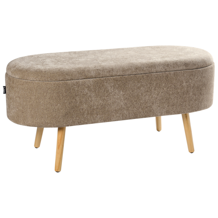 Beliani - OKLAHOMA - Bankje met opbergruimte - Lichtbruin - Chenille