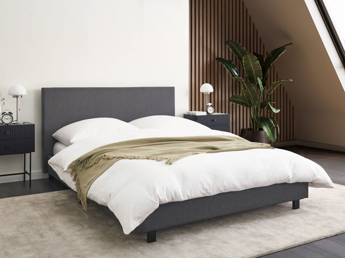 Beliani - ALBI - Tweepersoonsbed - Grijs - 140 x 200 cm - Polyester