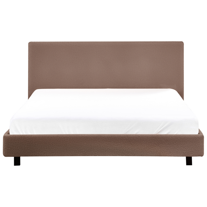 Beliani - ALBI - Tweepersoonsbed - Bruin - 160 x 200 cm - Bouclé