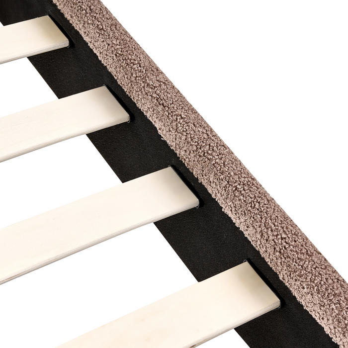 Beliani - ALBI - Tweepersoonsbed - Bruin - 160 x 200 cm - Bouclé