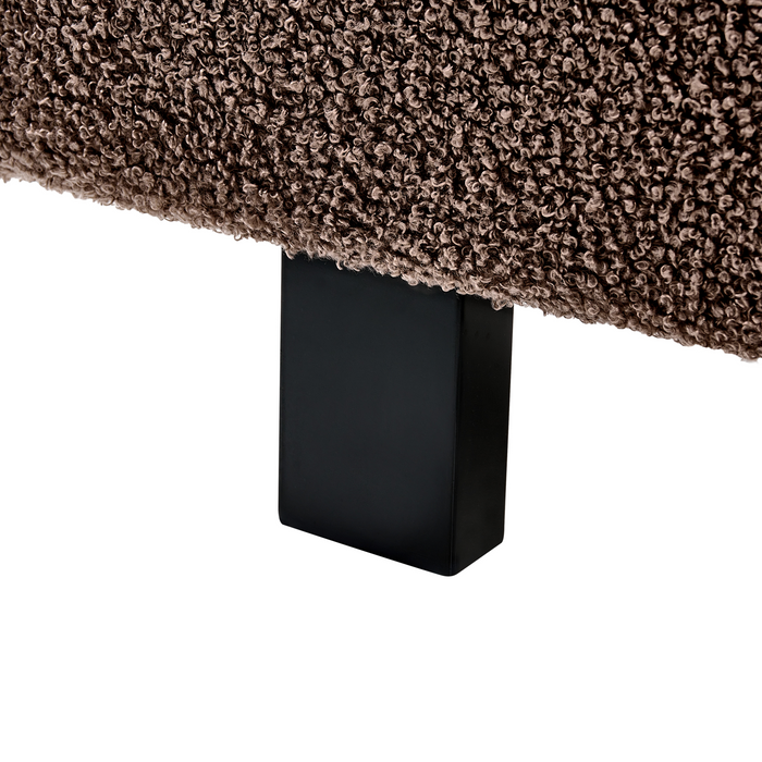 Beliani - ALBI - Tweepersoonsbed - Bruin - 160 x 200 cm - Bouclé