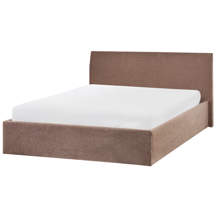 Beliani - ORBEY - Bed met opbergruimte - Bruin - 140 x 200 cm - Bouclé