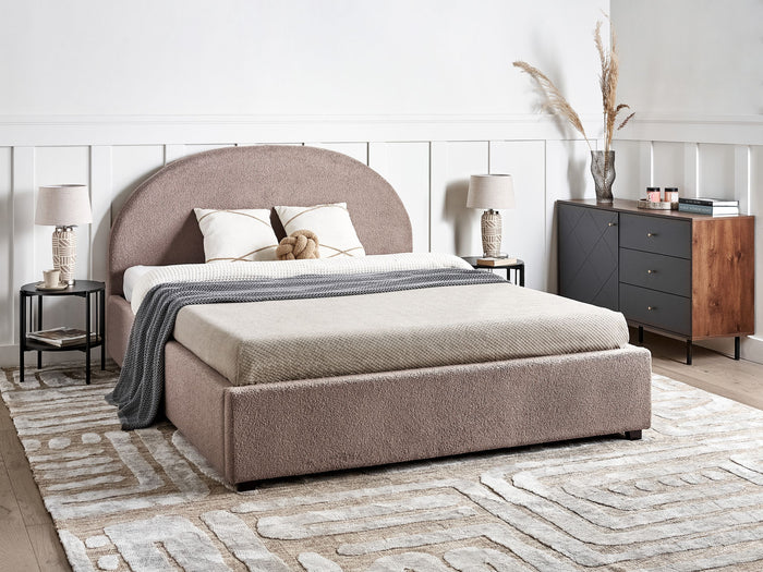 Beliani-VAUCLUSE-Bed met opbergruimte-Taupe-160 x 200 cm-Bouclé