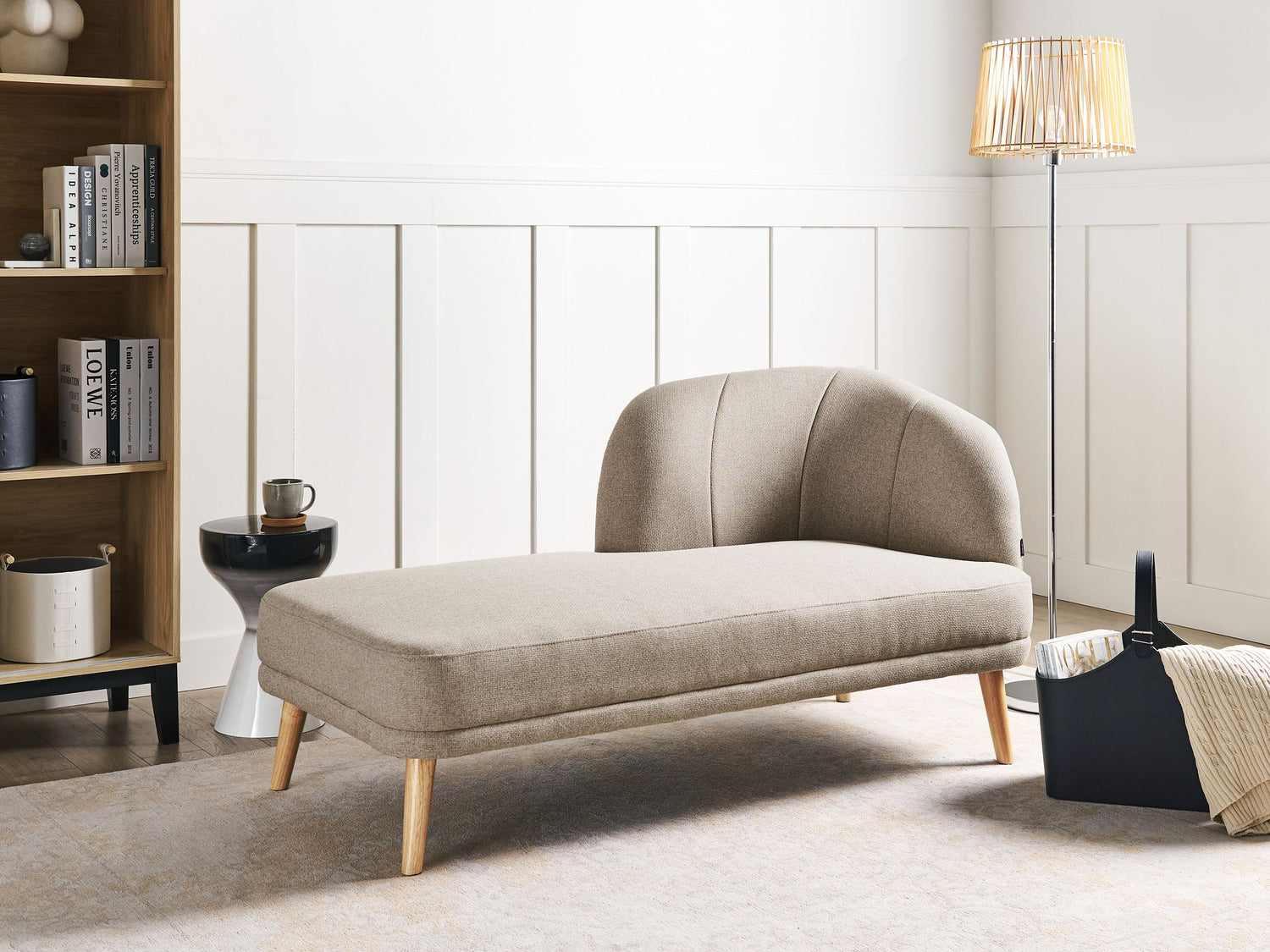 Beliani - TANLAY - Chaise longue - Lichtbruin - Polyester