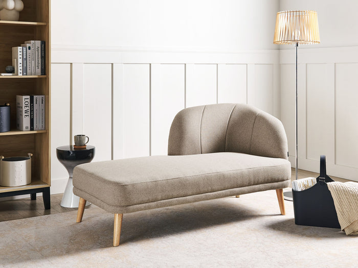 Beliani - TANLAY - Chaise longue - Lichtbruin - Polyester