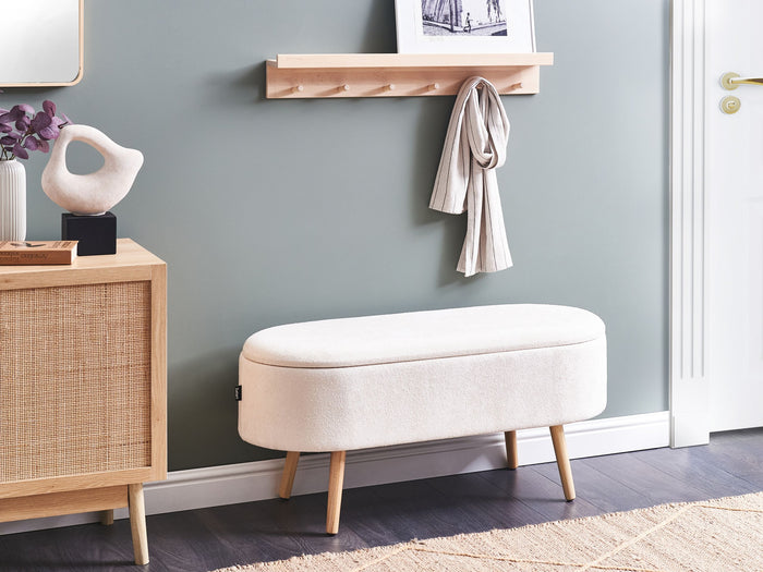 Beliani-OKLAHOMA-Bankje met opbergruimte-Gebroken wit-Polyester