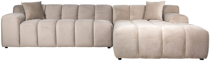 Richmond Interiors Cube 3-Zits Bank+Chaise Longue Rechts Khaki Velvet