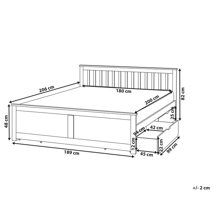 Beliani-OLENDON-Bed met 4 lades-Lichtbruin-180 x 200 cm-Dennenhout