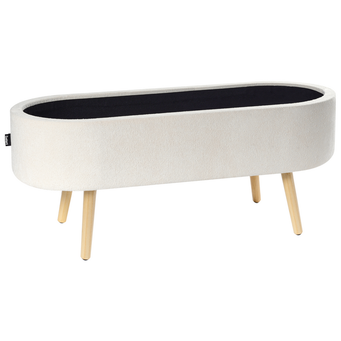 Beliani-OKLAHOMA-Bankje met opbergruimte-Gebroken wit-Polyester