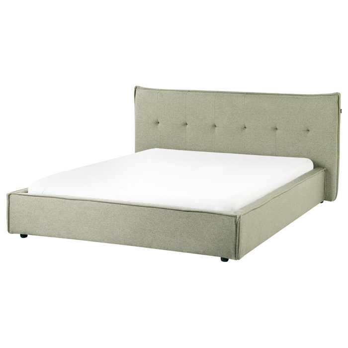 Beliani - LESTRE - Tweepersoonsbed - Groen - 160 x 200 cm - Linnen