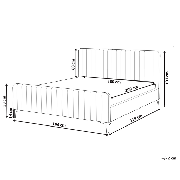 Beliani - LUNAN - Tweepersoonsbed - Taupe - 180 x 200 cm - Bouclé