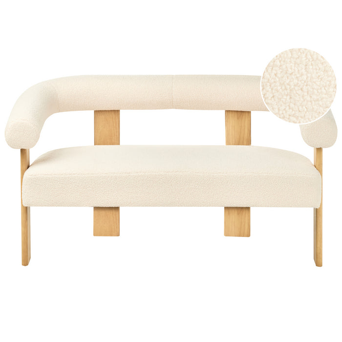 Beliani - ILBRO - Tweezitsbank - Gebroken wit|Lichtbruin - Bouclé