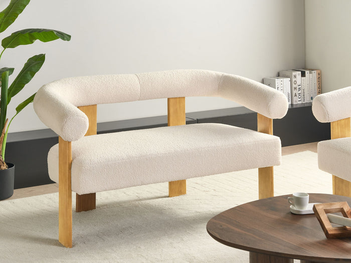 Beliani - ILBRO - Tweezitsbank - Gebroken wit|Lichtbruin - Bouclé