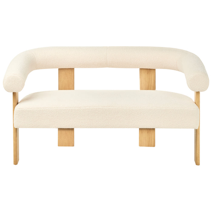 Beliani - ILBRO - Tweezitsbank - Gebroken wit|Lichtbruin - Bouclé