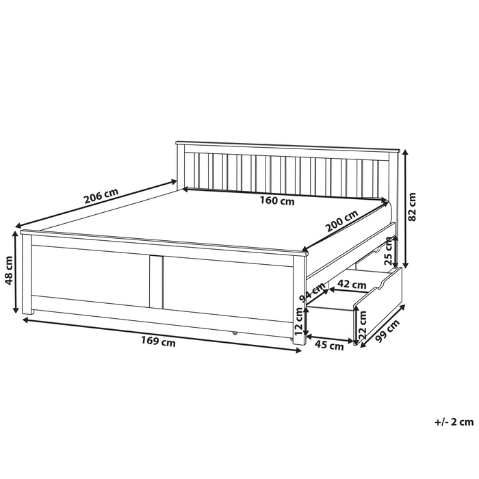 Beliani - OLENDON - Bed met 2 lades - Wit - 160 x 200 cm - Dennenhout