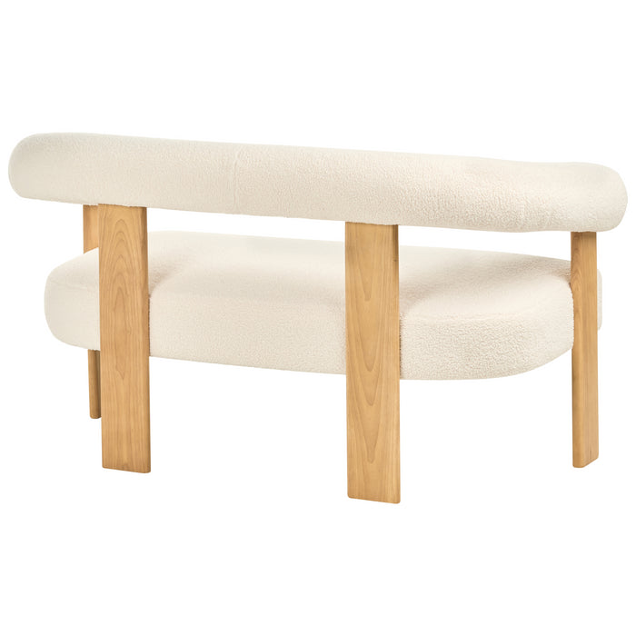 Beliani - ILBRO - Tweezitsbank - Gebroken wit|Lichtbruin - Bouclé