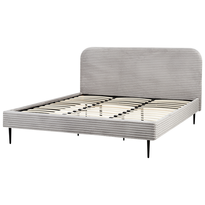 Beliani-FLAYAT -Tweepersoonsbed-Lichtgrijs-180 x 200 cm-Corduroy