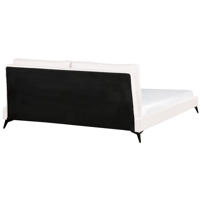 Beliani-MELLE -Tweepersoonsbed-Gebroken wit-180 x 200 cm-Bouclé