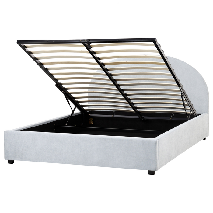 Beliani-VAUCLUSE-Bed met opbergruimte-Lichtblauw-160 x 200 cm-Stof