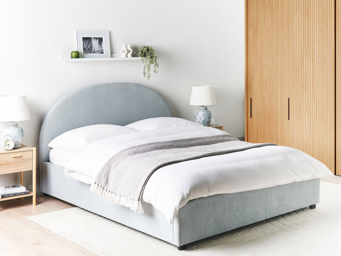 Beliani-VAUCLUSE-Bed met opbergruimte-Lichtblauw-160 x 200 cm-Stof