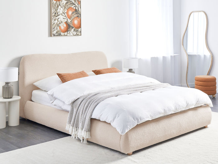 Beliani-BLAGNAC-Bed met opbergruimte-Lichtbeige-160 x 200 cm-Bouclé