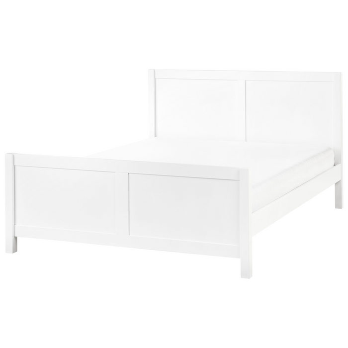 Beliani-CHAMPAGNAT-Tweepersoonsbed-Wit-140 x 200 cm-Rubberhout