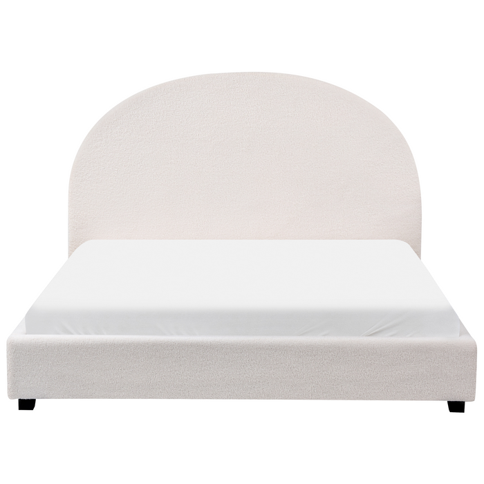 Beliani-VAUCLUSE-Tweepersoonsbed-Gebroken wit-140 x 200 cm-Bouclé