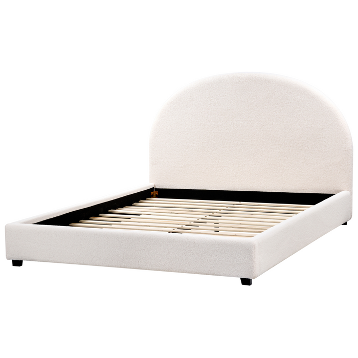 Beliani-VAUCLUSE-Tweepersoonsbed-Gebroken wit-140 x 200 cm-Bouclé