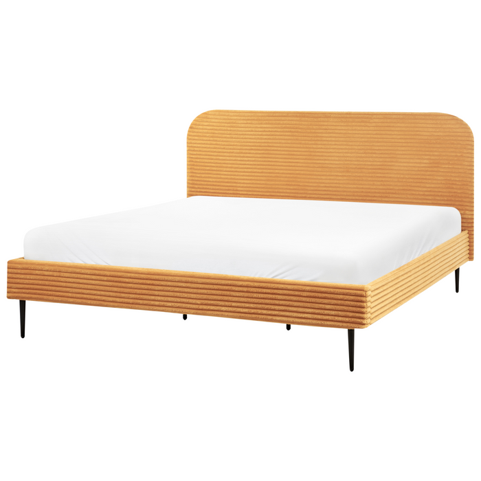 Beliani - FLAYAT - Tweepersoonsbed - Oranje - 180 x 200 cm - Corduroy