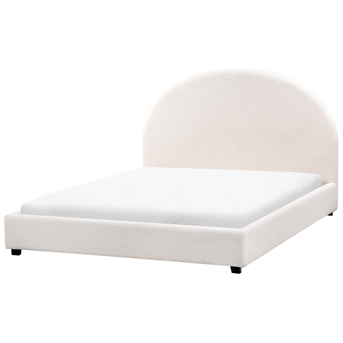 Beliani-VAUCLUSE-Tweepersoonsbed-Gebroken wit-140 x 200 cm-Bouclé